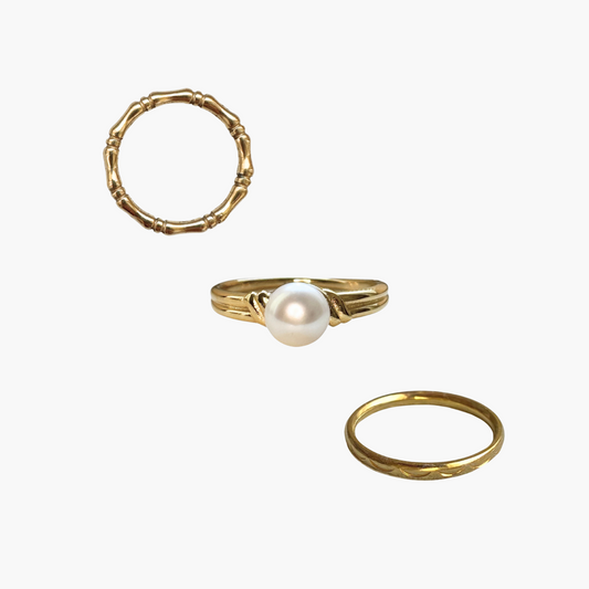 Ring Stack Bundle Pearl, Banu, Half Moon