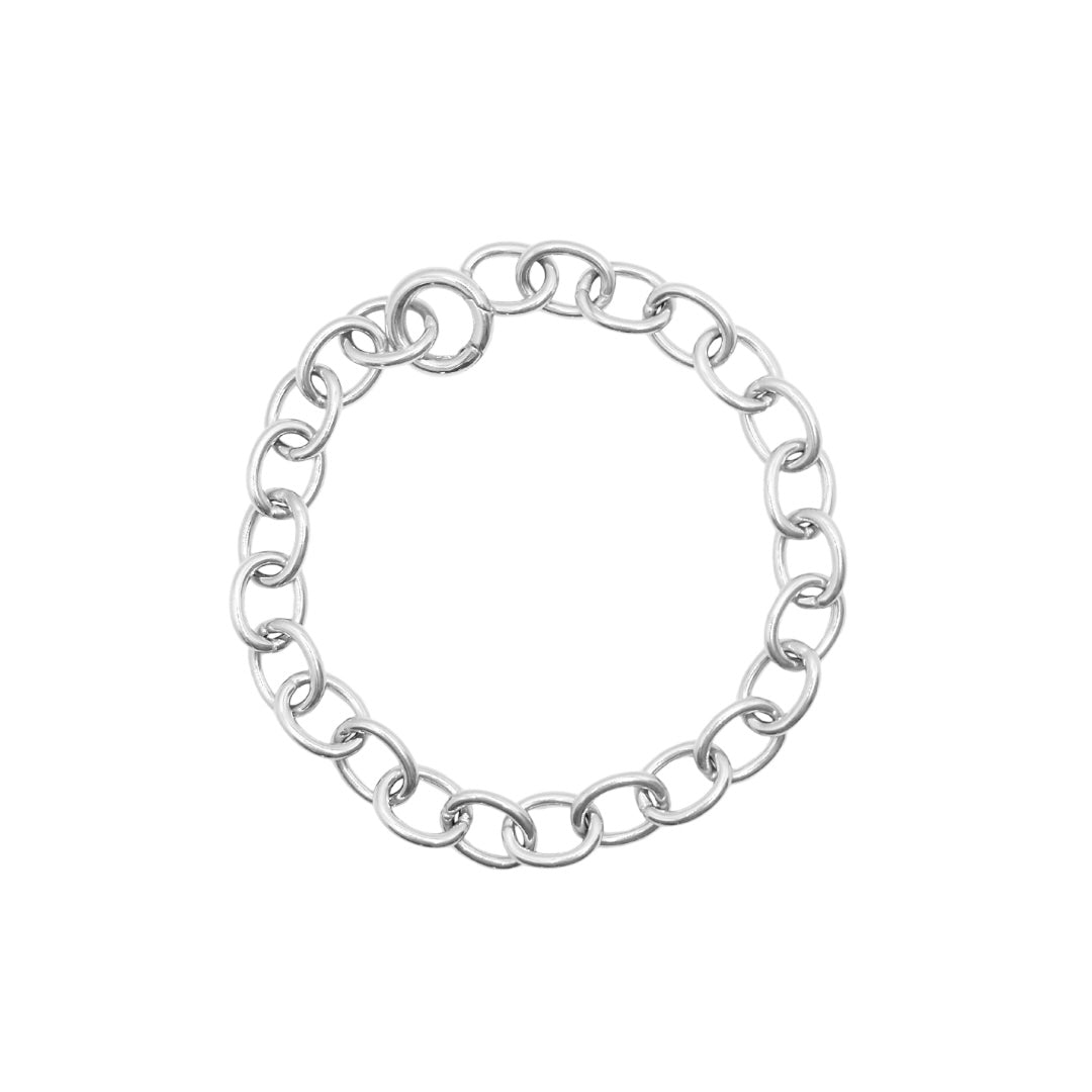 oval charm silver on white background
